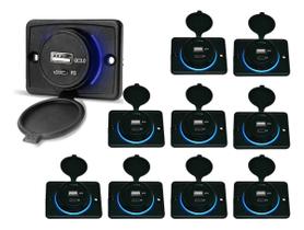 Kit 10 Carregador de Celular Automotivo 1 USB + 1 USB Power C/ Moldura - RS-1113U BR