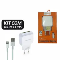 Kit 10 Carregador Turbo 3,1A Compativel Com Lightning/Iphone