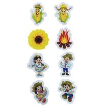 Kit 10 Cartelas Adesivas Festa Junina Mod Menino.Menina e Arraiá