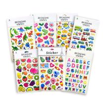 Kit 10 Cartelas de Adesivos Infantis Stickers 3D Sortidos