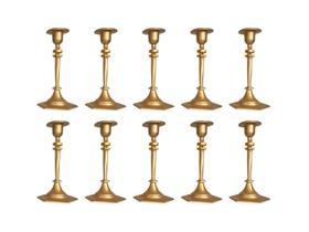 Kit 10 Castiçal Simples Ouro Velho 18cm Porta Vela Decorativo Luxo.