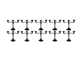 Kit 10 Castiçal Triplo Preto 18cm Porta Vela Decorativo Luxo.
