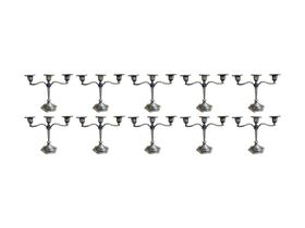 Kit 10 Castiçal Triplo Preto Rústico 18cm Porta Vela Decorativo Luxo.