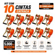 Kit 10 Catraca + 10 Cinta Amarração 5 Ton 9 Metros Rabicho J Kit 10 Catraca + 10 Cinta Amarração 5 Ton 9 Metros Rabicho J