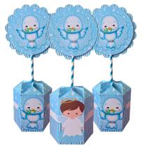 Kit 10 Centros De Mesa Decoração Para Batizado - Azul Kit 10 Centros De Mesa Decoração Para Batizado - Azul