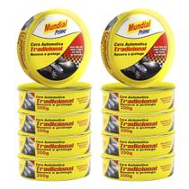 Kit 10 Cera Automotiva Polimento Cristal Mundial Prime 200g Pasta