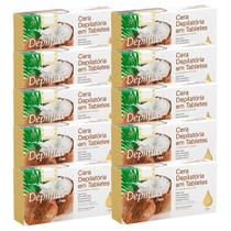 Kit 10 Cera Quente Depilatória Profissional Coco Depilflax Barra 1Kg Grande