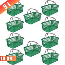 Kit 10 Cesta Cestinha Plastica Supermercado Mercado 9 Litros - Usual Utilidades