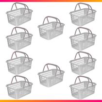 Kit 10 Cesta Cestinha Plástica Supermercado Mercado Loja