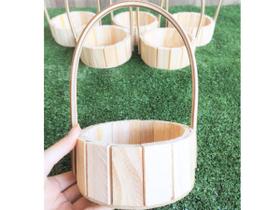 Kit 10 Cesta Fraldeira Madeira 13 Cm Alça Premium Presente