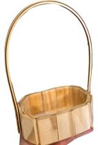 Kit 10 Cesta Fraldeira Madeira Oval 14cm Com Alça De Vime Pascoa Presente Natal Cosméticos