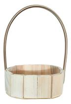 Kit 10 Cesta Fraldeira Madeira Redonda 14cm Com Alça De Vime Pascoa Presente Natal Cosméticos