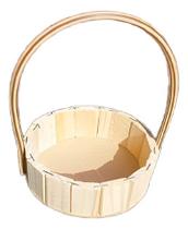 Kit 10 Cesta Madeira Redonda 23cm Fraldeira Alça De Vime Porta Objetos Pascoa Presente Cosméticos