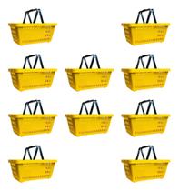 Kit 10 Cesta Plástica de supermercado 13 Litros Amarelo Kit 10 Cesta Plástica de supermercado 13 Litros Amarelo