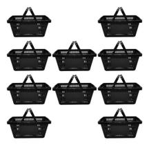 Kit 10 Cesta Plástica de supermercado 13 Litros Preto Kit 10 Cesta Plástica de supermercado 13 Litros Preto