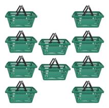 Kit 10 Cesta Plástica de Supermercado 13 Litros Verde Kit 10 Cesta Plástica de Supermercado 13 Litros Verde