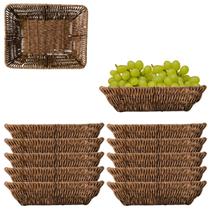 Kit 10 Cesta Retangular Fruteira Trançada Para Servir 25,5cm