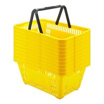 Kit 10 cestas de compras plástica 16l amarelo Kit 10 cestas de compras plástica 16l amarelo