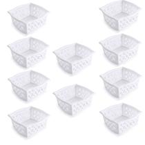 Kit 10 Cestinhos Empilháveis Multiuso Organizador Branco G Kit 10 Cestinhos Empilháveis Multiuso Organizador Branco G