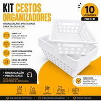 Kit 10 Cestinhos Organizador Multiuso Pequeno Vazado Com Alças Cleaning 29x19x8CM 3UD Kit 10 Cestinhos Organizador Multiuso Pequeno Vazado Com Alças Cleaning 29x19x8CM 3UD