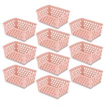 Kit 10 Cesto Caixa Organizador Multiuso Extra Grande Transparente Rosa Preto Branco Kit 10 Cesto Caixa Organizador Multiuso Extra Grande Transparente Rosa Preto Branco