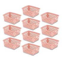 Kit 10 Cesto Caixa Organizador Multiuso Pequeno Transparente Rosa Preto Branco Kit 10 Cesto Caixa Organizador Multiuso Pequeno Transparente Rosa Preto Branco