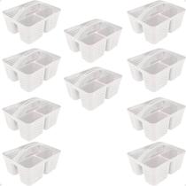 Kit 10 Cesto Cestinha Organizadora Multiuso Com alça Branco