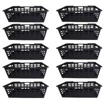 Kit 10 Cesto Decorativo Multiuso Grande Preto 29x15x51CM 25463PM Atenas Arqplast