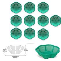 Kit 10 Cesto Fruteira De Centro De Mesa Cor Verde Plástico