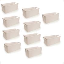 Kit 10 Cesto Juta Organizador Alongado Grande Decoração Branco 7,4L