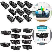 Kit 10 Cesto Multiuso Comprido Retangular e 10 Cesto médio
