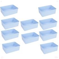 Kit 10 Cesto Multiuso Decorativo Azul 19x13,5x6,5Cm - 123 Organizei