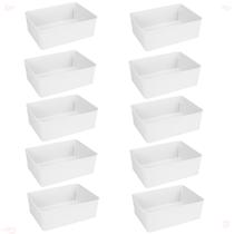 Kit 10 Cesto Multiuso Decorativo Branco 19x13,5x6,5Cm Kit 10 Cesto Multiuso Decorativo Branco 19x13,5x6,5Cm
