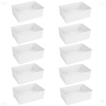 Kit 10 Cesto Multiuso Decorativo Branco 19x13,5x6,5Cm Kit 10 Cesto Multiuso Decorativo Branco 19x13,5x6,5Cm