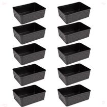 Kit 10 Cesto Multiuso Decorativo Preto 19x13,5x6,5Cm