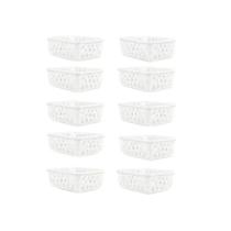 Kit 10 Cesto Multiuso Organizador Medio 20x15,5x6,5Cm Branco 123Organizei