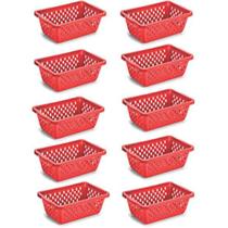 Kit 10 Cesto Multiuso Organizador Pequeno 16x12x6Cm Vermelho Kit 10 Cesto Multiuso Organizador Pequeno 16x12x6Cm Vermelho