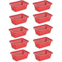 Kit 10 Cesto Multiuso Organizador Pequeno 16x12x6Cm Vermelho Kit 10 Cesto Multiuso Organizador Pequeno 16x12x6Cm Vermelho