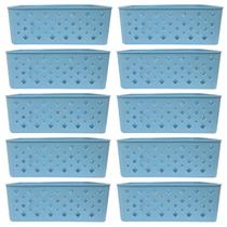 Kit 10 Cesto Multiuso Organizador Premium Azul 123Organizei