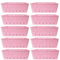 Kit 10 Cesto Multiuso Organizador Premium Rosa 123Organizei