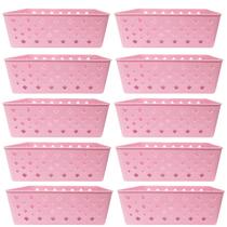 Kit 10 Cesto Multiuso Organizador Premium Rosa 123Organizei