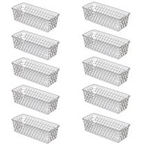 Kit 10 Cesto Organizador Comprido Retangular Transparente 11