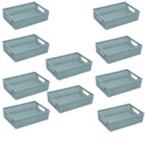 Kit 10 Cesto Organizador Juta A5 2 L 24x16,5x6,5 Cm AZUL