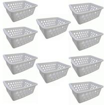 Kit 10 Cesto Organizador Multiuso Médio Branco 0593 Uninjet