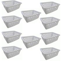 Kit 10 Cesto Organizador Multiuso Médio Branco 0593 Uninjet Kit 10 Cesto Organizador Multiuso Médio Branco 0593 Uninjet