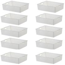 Kit 10 Cesto Organizador Multiuso Quadratta 34x27x9Cm Branco