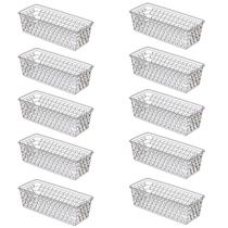 Kit 10 Cesto Organizador Multiuso Retangular Transparente