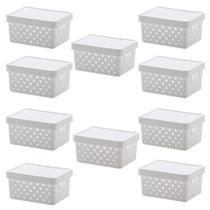 Kit 10 Cesto Organizador Quadratta 19x14x10 Branco Paramount