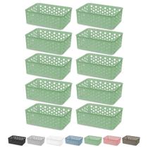 Kit 10 Cesto Organizador Rattan Armário Gaveta Lavanderia P