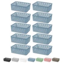 Kit 10 Cesto Organizador Rattan Armário Gaveta Lavanderia P